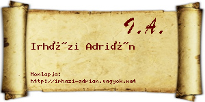 Irházi Adrián névjegykártya